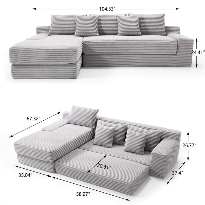 Modern L - Shaped Sectional Couch With Memory Foam