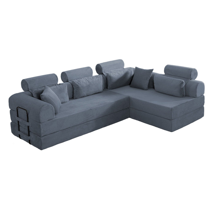 Modern L-Shape Modular Sectional Sofa, Compressed Design