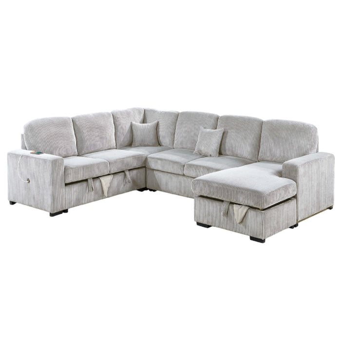 Modern Design Convertible Sectional Storage Bed With USB Port