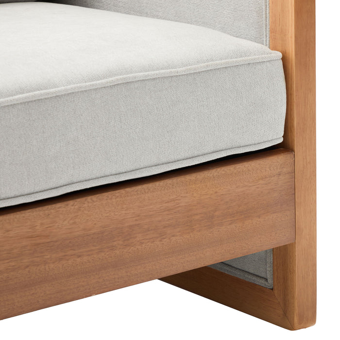 Modern 3 Seater Sofa With Wood Armrests