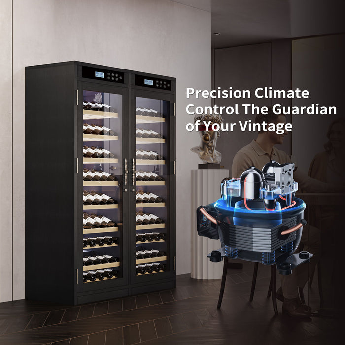 Wine Cooler With Dual Zone Temperature Control, Vacuum Insulated Door - Black