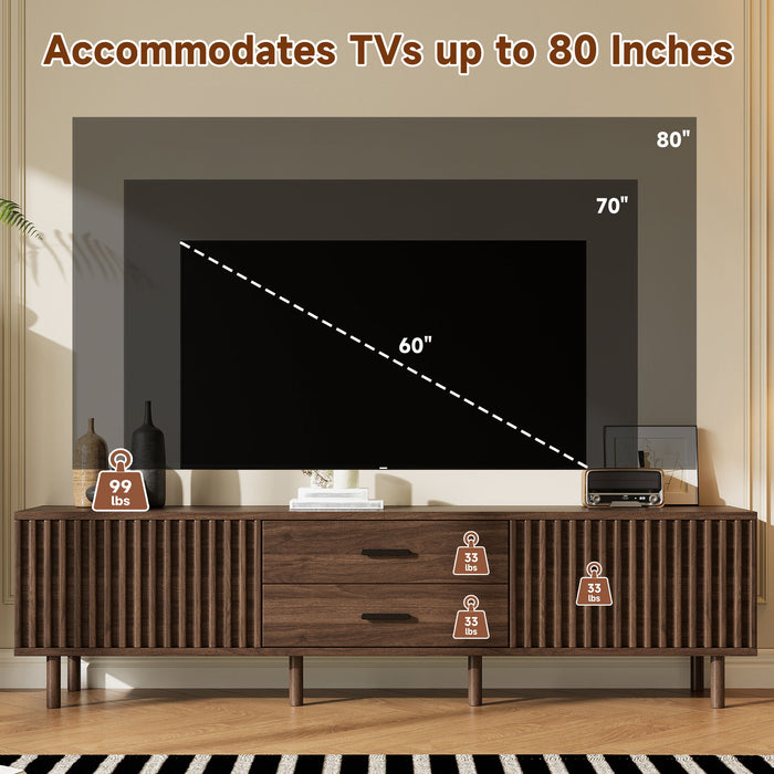 TV Stand For TVs Up To 80", Media Entertainment Center With Ample Storage - Dark Brown