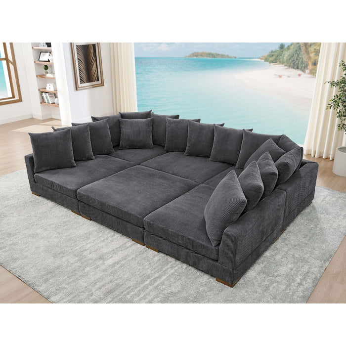 Large Seating Modular Sleeper Sectional - Dark Gray
