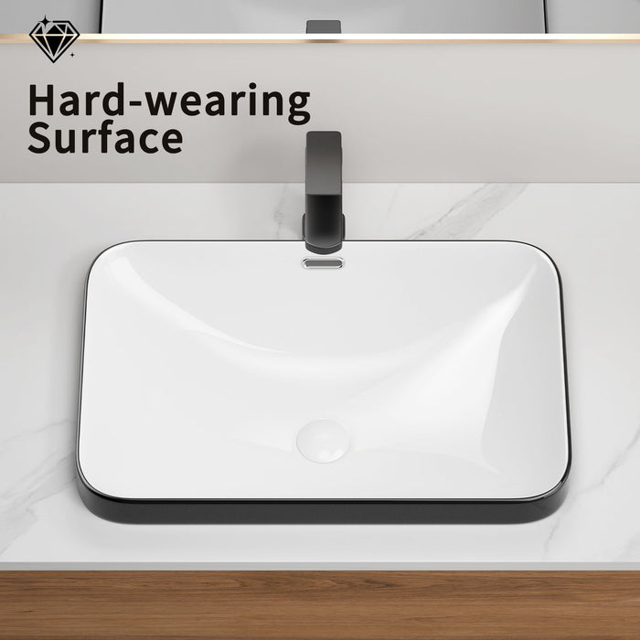 Undermount Bathroom Sink, Vessel Basin For Vanity Countertop - Black White