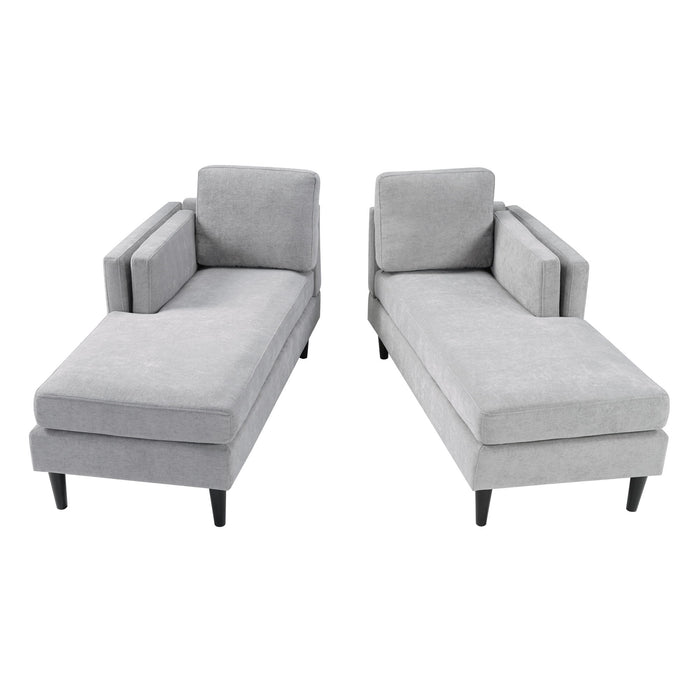 Chaise Lounge Sofa Bed With Dual Layer Armrests For Living Room