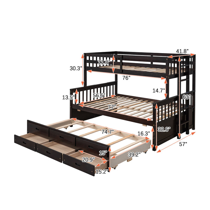 Bunk Bed With Twin Size Trundle And Drawers