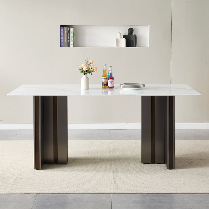 Rectangular Dining Table - Gray / White