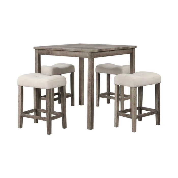 Transitional Counter Dining Set With 4 Tufted Stools