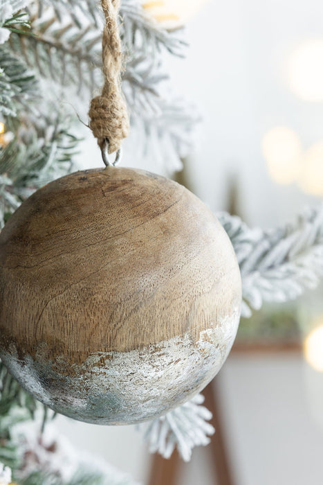 Christmas Ball Ornaments, Wood Decorative Hanging Ball Christmas Tree Ornaments For Holiday Party Decorations