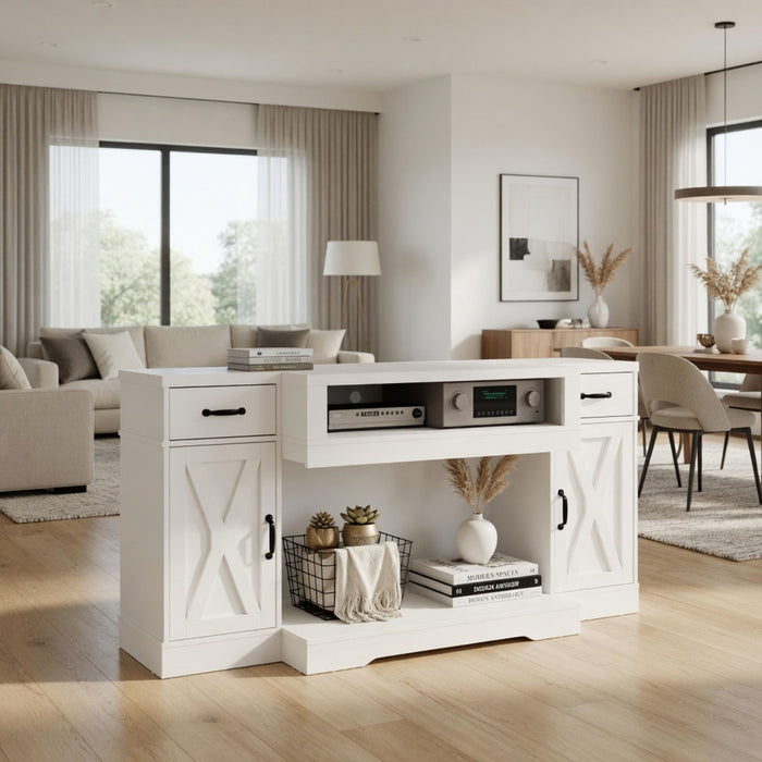 TV Stand With Adjustable Shelves & Double Doors