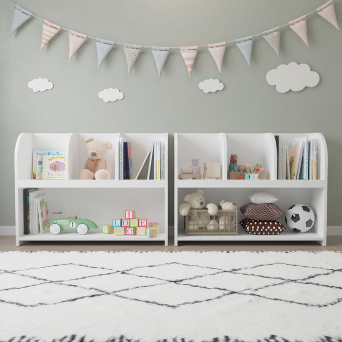 Bookcase With 4 Compartments, Storage Shelf For Toys And Books - White
