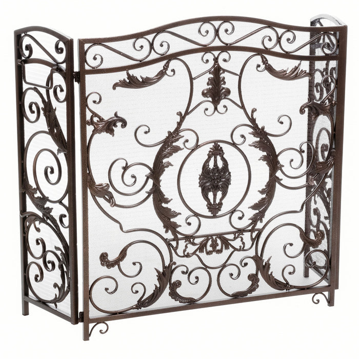 Mariella - Traditional Floral Iron Fireplace Screen With Ornate Design