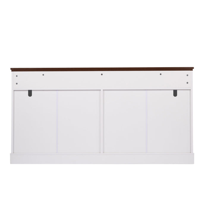 Fluted Sideboard Buffet Cabinet With 4 Doors And 3 Drawers