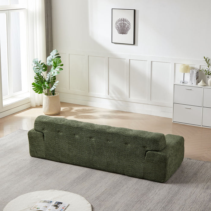 Cloud Series Minimalist Button Tufted Square Arm 3 Seater Sofa