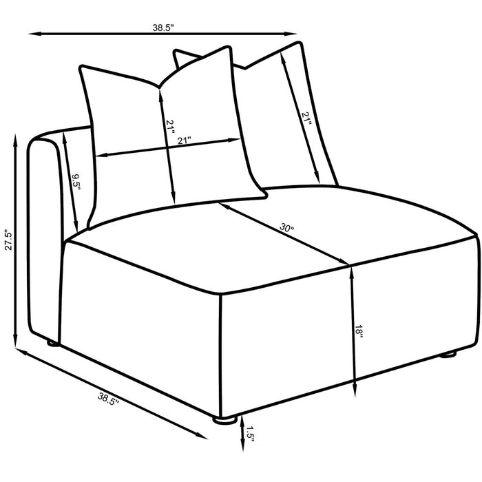 Colleen - Armless Chair With Pillows - Terracotta