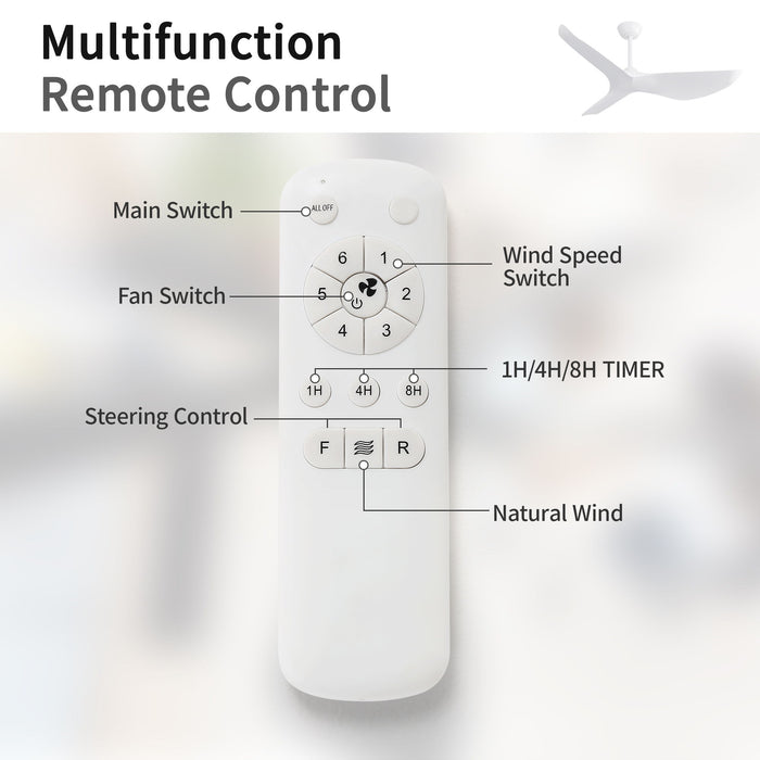 38" Ceiling Fan Without Light With DC Motor And Remote Control