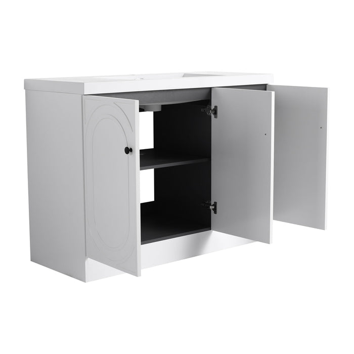 Contemporary Freestanding Bathroom Vanity With Resin Sink & Soft-Close Cabinet Doors