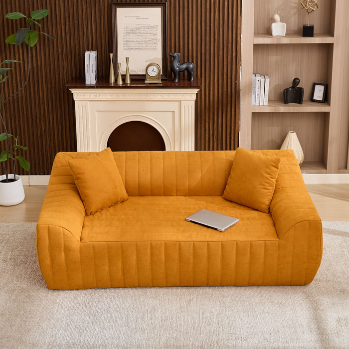 Oversized 2 Seater Loveseat With 2 Decor Throw Pillows, Deep Seat Sofa For Living Rooms