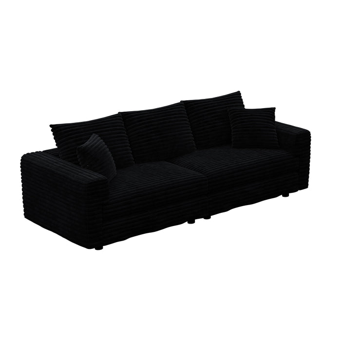 Plush Corduroy 4 Seat Sofa, Modern Comfy Upholstered Sofa Cloud Couch, Deep Seat Couches With Soft Pillows