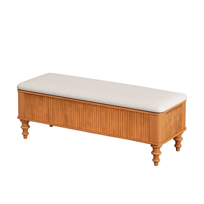 Storage Ottoman Bench For Living Room - Natural
