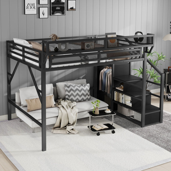 Loft Bed With Storage Shelves, Wardrobe