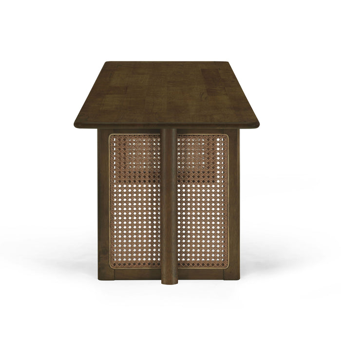 Dining Bench With Rattan Weave