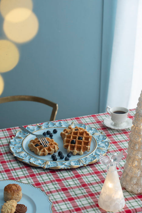 Plastic Charger Plate (Set of 6) - Blue / Gold