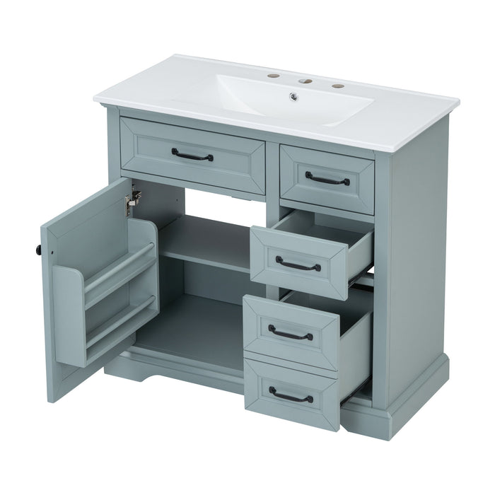 Bathroom Vanity With Sink, 2 Tip Out Drawers, Soft Close Hinges - Gray