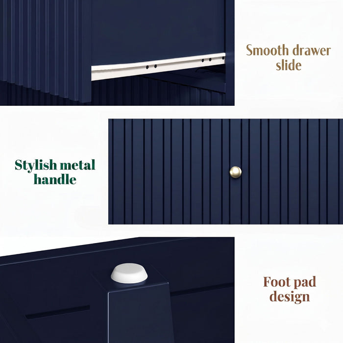 Fluted 3 Drawer Nightstand With Soft Close Slides