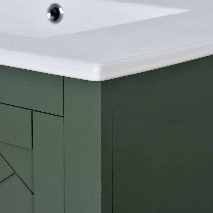 Ceramic Sink Combo, Freestanding Vanity Set With 3 Drawers & Soft Closing Doors