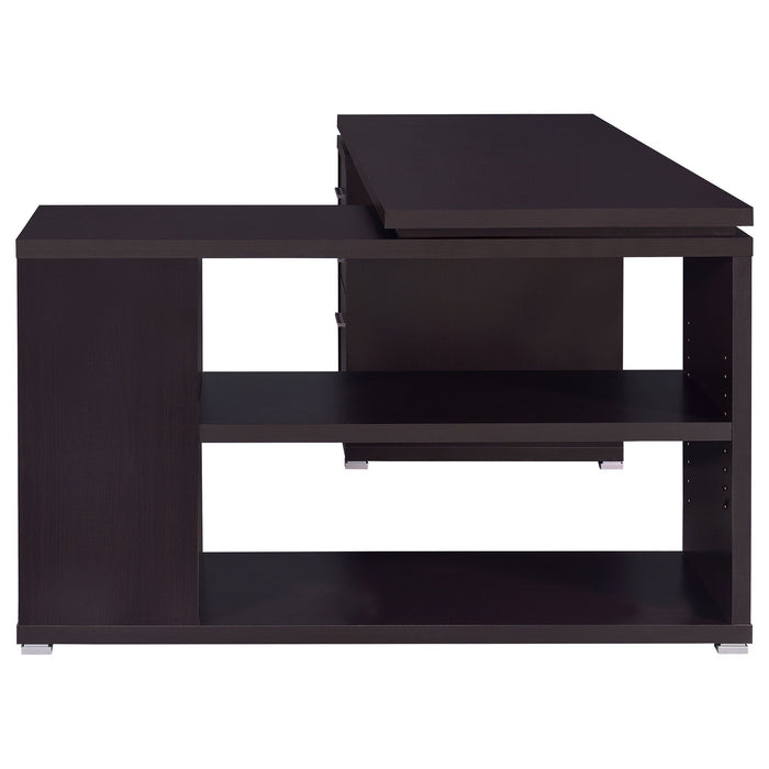 Transitional L Shape Computer Desk With Multiple Storage And Built In File Cabinet