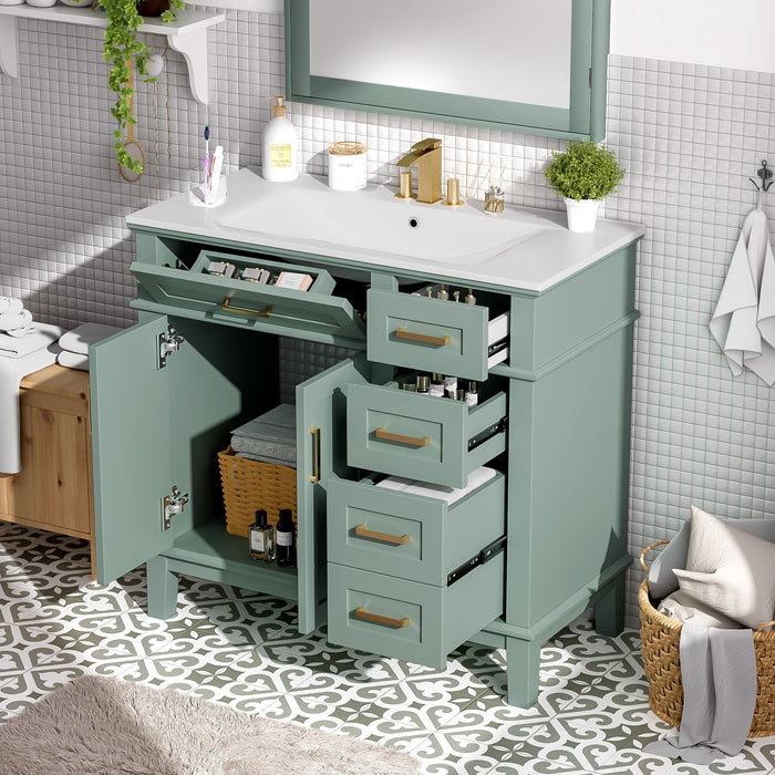 Modern Bathroom Vanity With Ceramic Sink, Soft Close Storage Cabinet