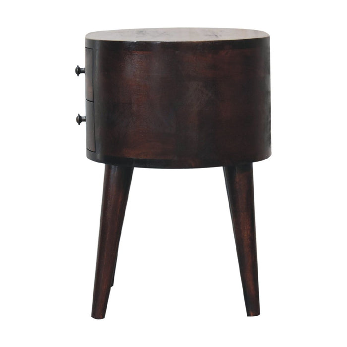 Rounded Bedside Table - Walnut