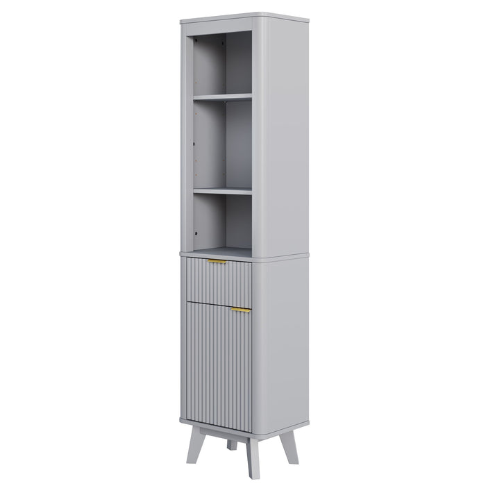 Tall Bathroom Storage Cabinet With Adjustable Shelves And 1 Drawer & Door