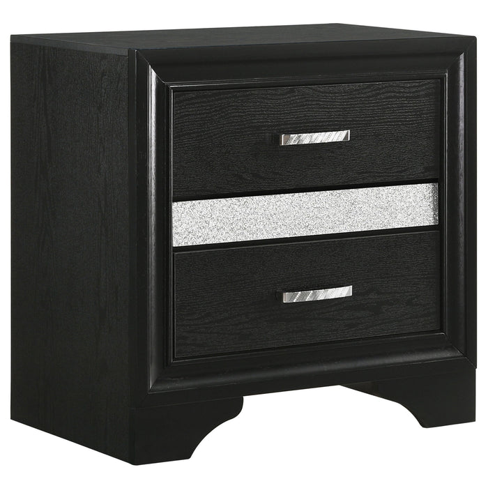 Transitional 2 Drawer Nightstand With Hidden Jewelry Tray