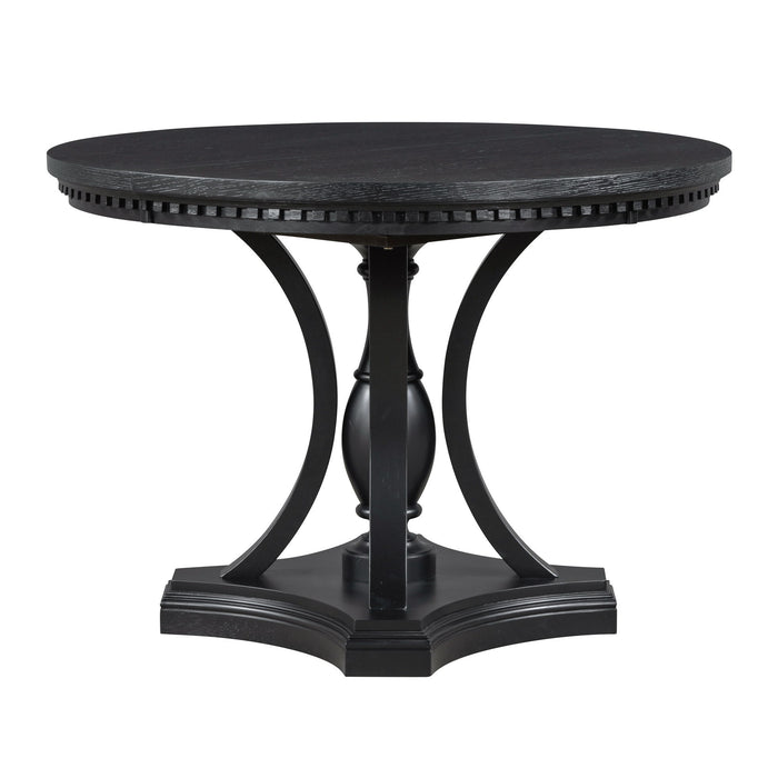5 Piece Dining Set Extendable Round Table And 4 Chairs - Black / Oak
