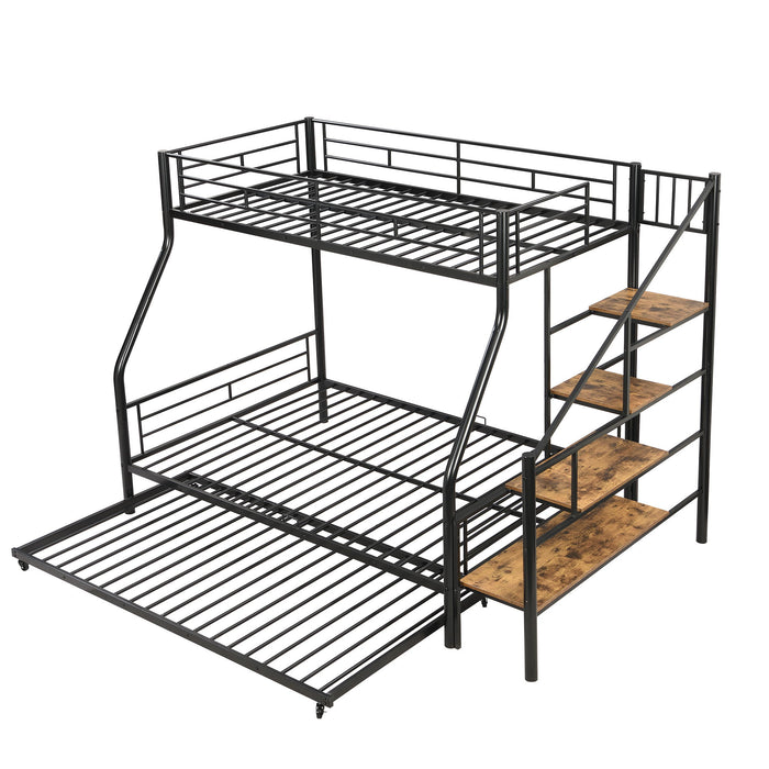 Metal Bunk Bed With Trundle And Storage Staircase