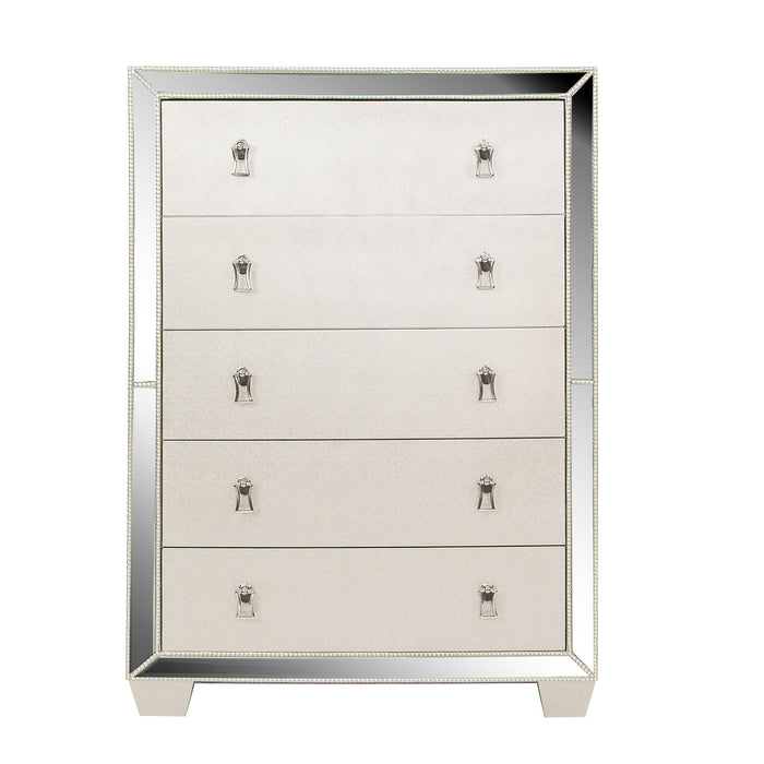 5 Drawer Chest Bedroom Furniture - Silver