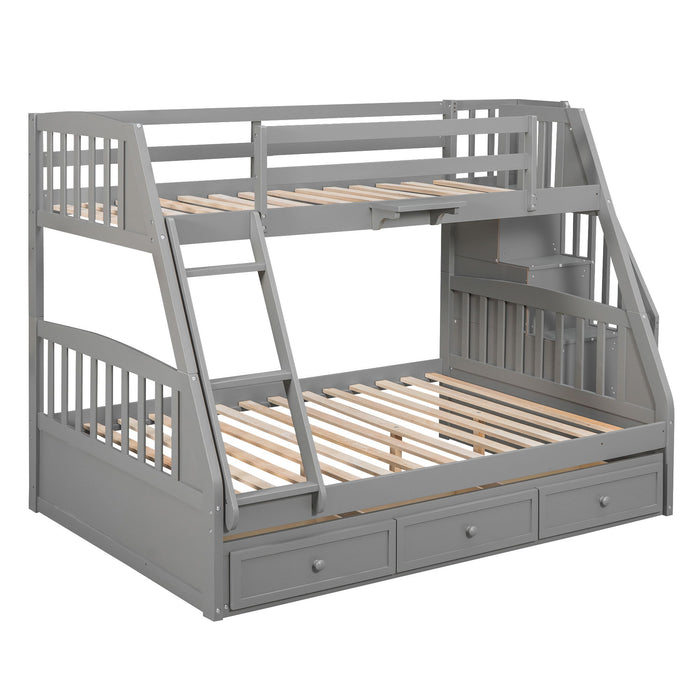 Bunk Bed With Drawers, Ladder And Storage Staircase