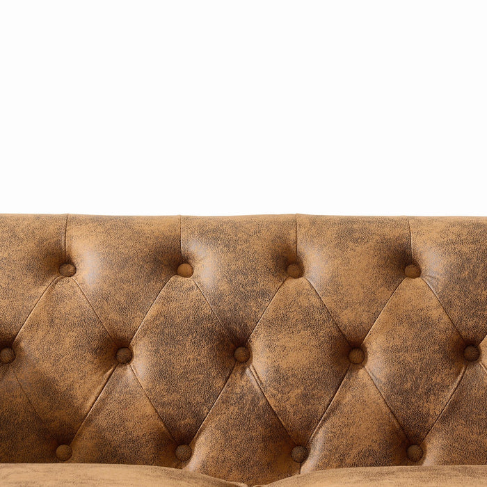 Chesterfield Loveseat, High Tech Fabric Roll Armrest