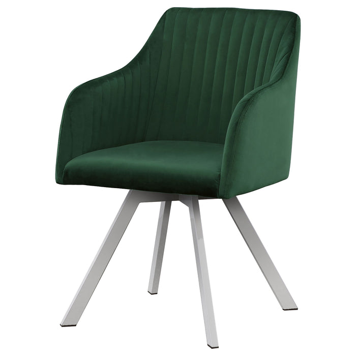 Tufted Swivel Dining Chair With Slim Sloped Arms - Green