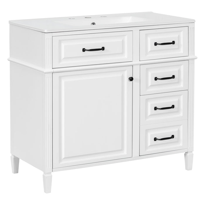 Modern Bathroom Vanity With Sink Top, Flip Drawer Design