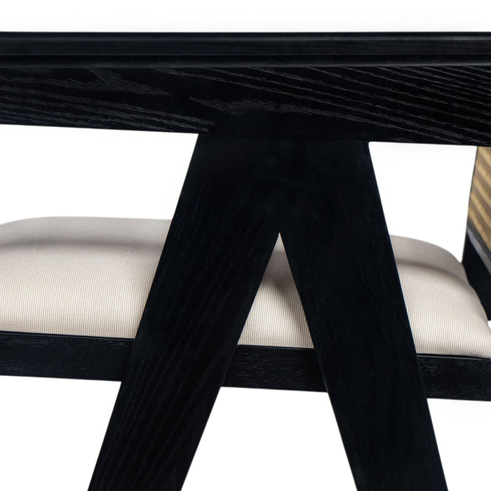 Woven Cane Plastic Backrest Bar Stool Foam Padded Fabric Seat & Durable Rubberwood Frame - Cream Gray