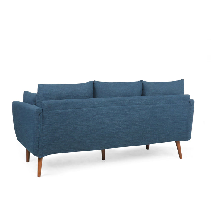 Diaphanous - Upholstered 3 Seater Sofa With 2 Accent Pillows And Wood Legs