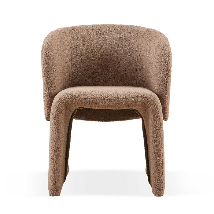 Modern Accent Chair Brown Single Sofa Chair, Upholstered Side Chair Teddy Comfy Chair For Dining Room / Bedroom / Living Room / Reception