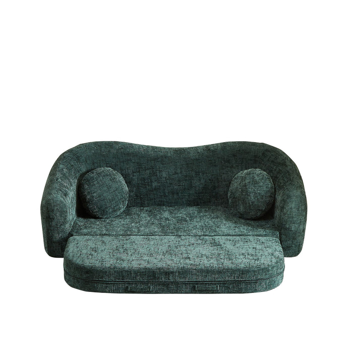 Curved Convertible Sofa, 2 In 1 Frameless Folding Sofa Bed With Pull Out Base And Deep Seat