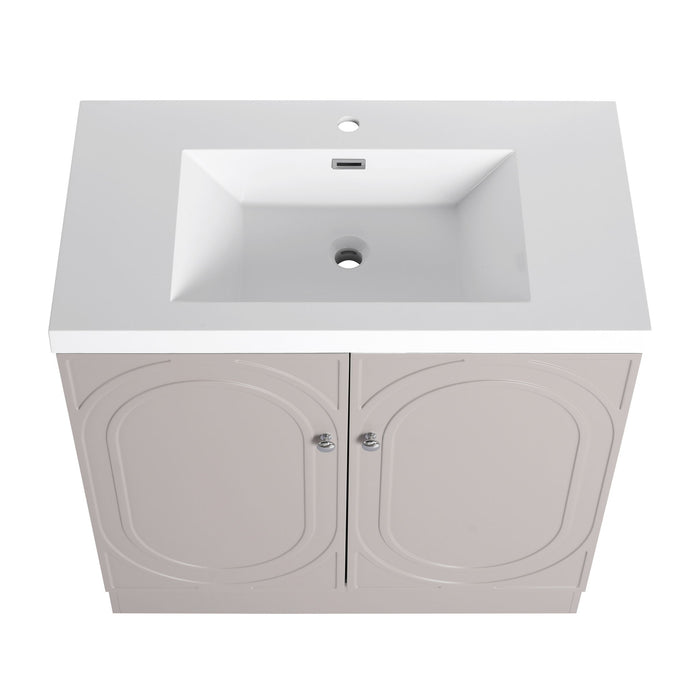 Contemporary Freestanding Bathroom Vanity With Resin Sink & Soft-Close Cabinet Doors
