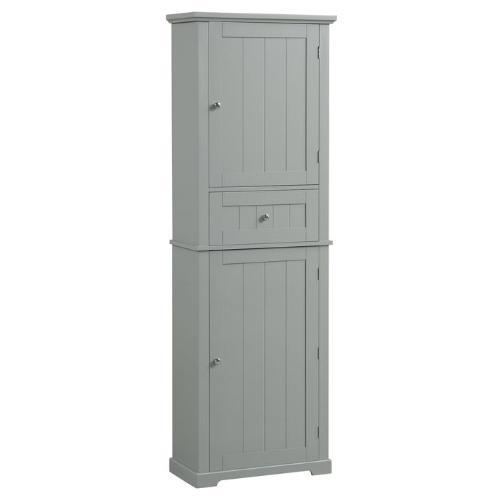 Tall Freestanding Bathroom Storage Cabinet With Drawer And Adjustable Shelf