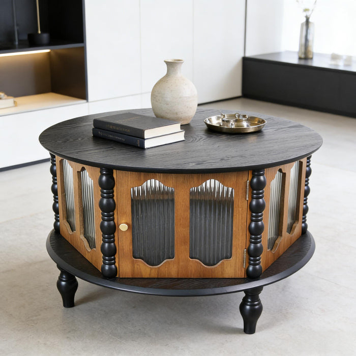 Round 3 Door Storage Coffee Table For Living Room