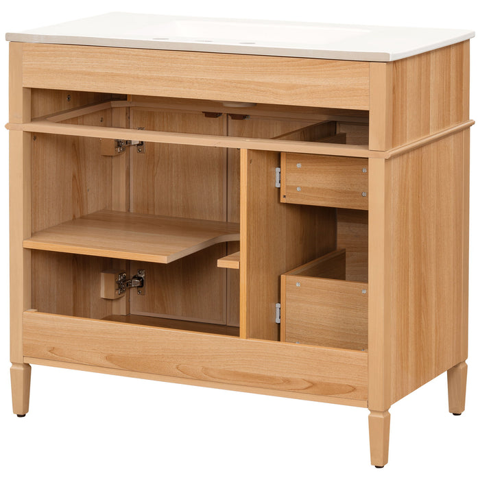 Bathroom Vanity With Sink, 3 Drawers & 2 Doors
